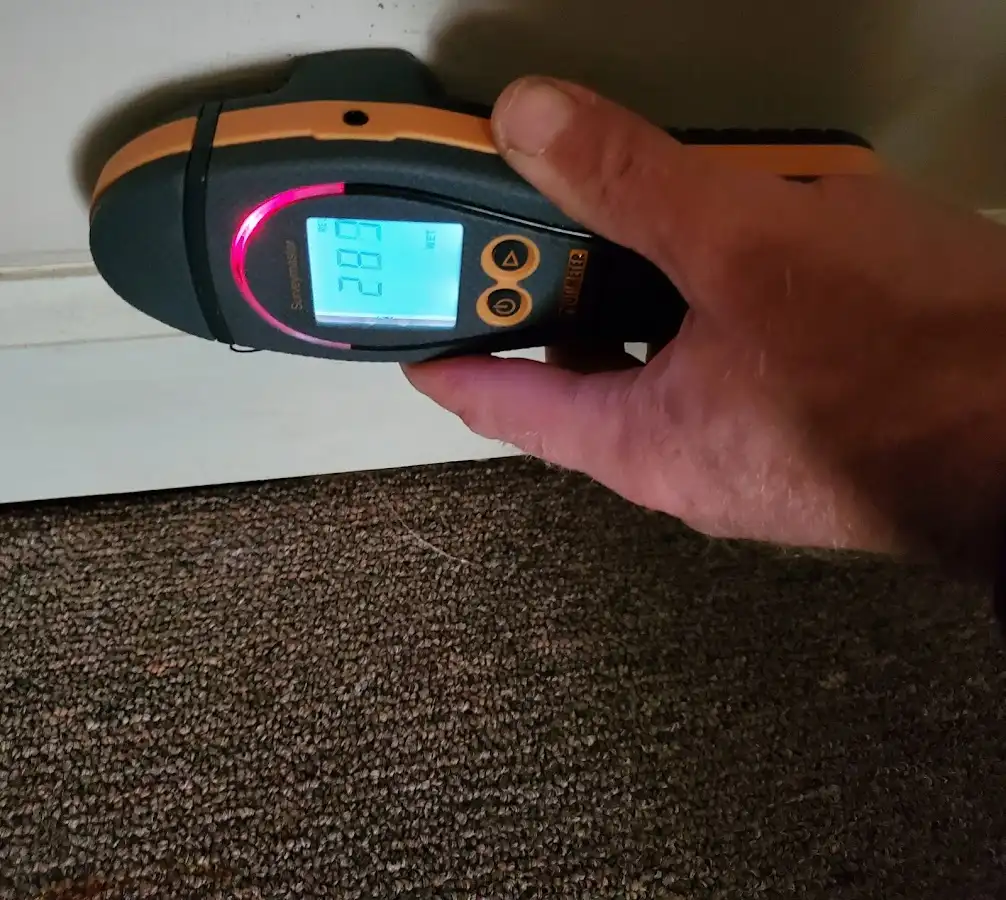 Moisture detection at baseboard during Burst Pipe Cleanup in Albuquerque